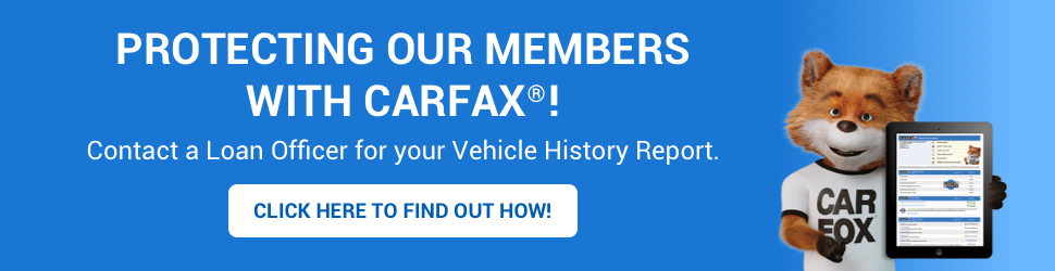 Web banner of the CARFAX logo with a prompt to click for details. The logo links to the CARFAX website for more details.