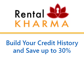 Image of the Rental Kharma logo and deal through Love My Credit Union Rewards (LMCUR). Links to the LMCUR website for more details.